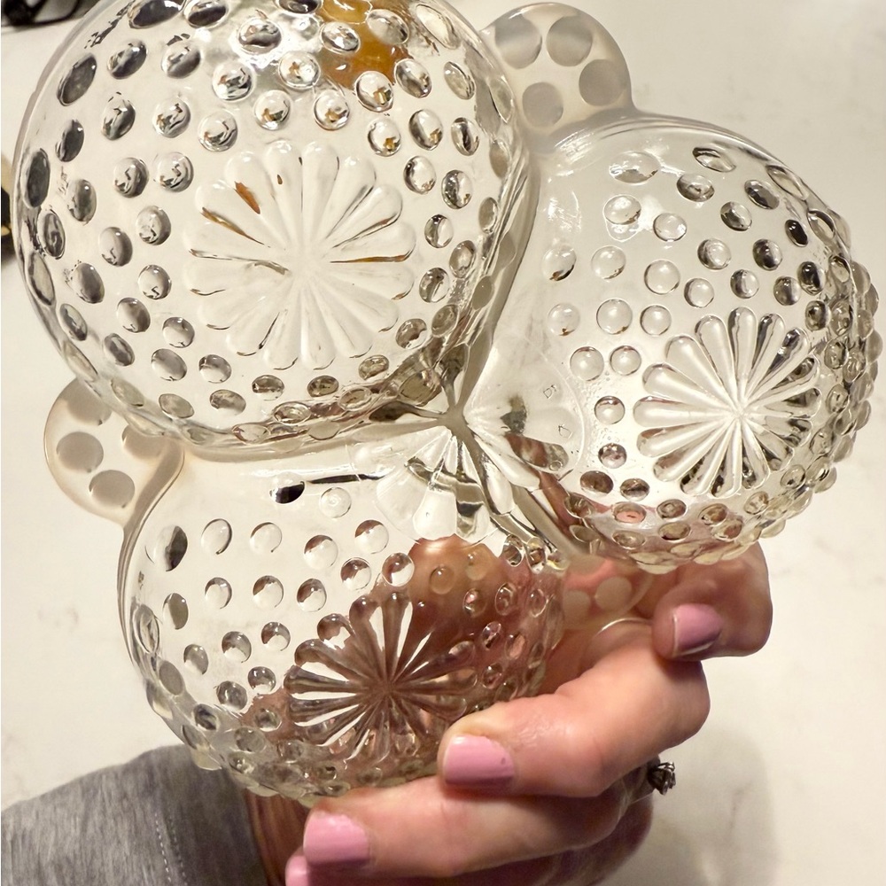 WOW! 5 for $25!! Fenton Hobnail Glass Relish Dish: Moonstone Opalescent - Picture 4 of 10